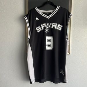San Antonio Spurs Tony Parker 2X jersey. #9 Adidas. Black and Grey.